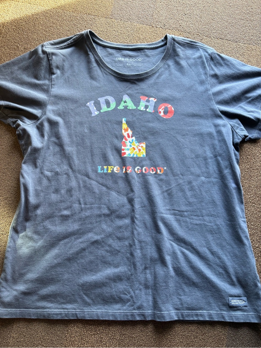Life Is Good Navy Short-Sleeve Tee with Multicolor Idaho Graphic